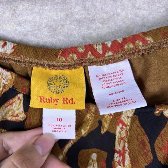 VTG Bohemian Maxi Skirt Women’s 10 Brown Abstract Ethnic Print Festival Hippie - Picture 4 of 9